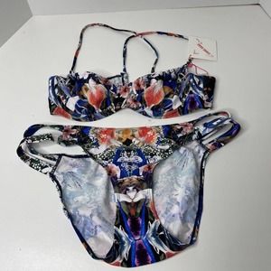 nwt shore road women’s size large underwire bikini sets floral Tropical
